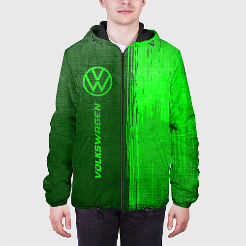 Мужская куртка Volkswagen - green gradient по-вертикали / 3D-Черный – фото 3