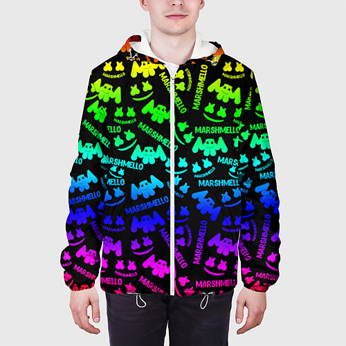 Мужская куртка Marshmello neon steel pattern / 3D-Белый – фото 3