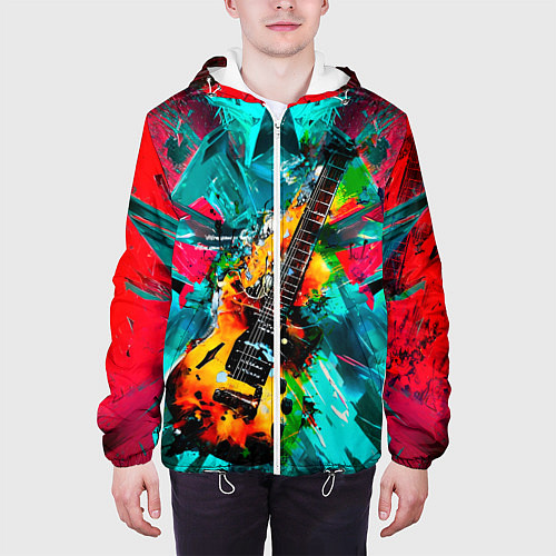 Мужская куртка Электрогитара в красках / 3D-Белый – фото 3