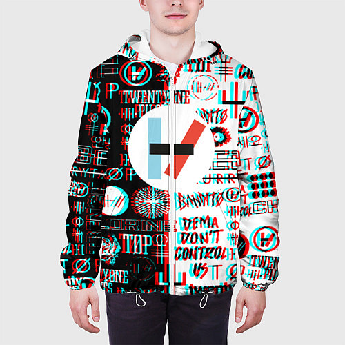 Мужская куртка Twenty one pilots glitch pattern / 3D-Белый – фото 3