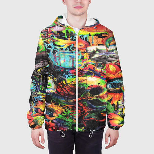 Мужская куртка Кислотные рисунки психоделика / 3D-Белый – фото 3