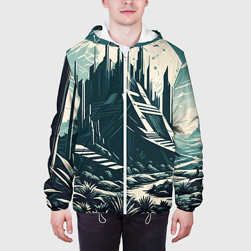 Мужская куртка Фантастика город / 3D-Белый – фото 3