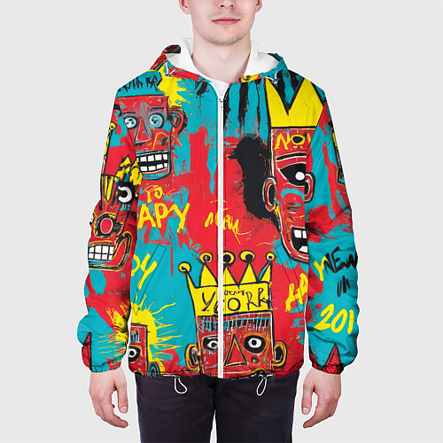 Мужская куртка Абстракция в стиле баския / 3D-Белый – фото 3