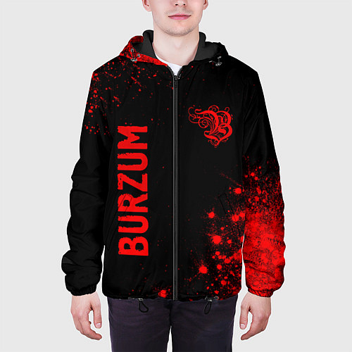 Мужская куртка Burzum - red gradient вертикально / 3D-Черный – фото 3