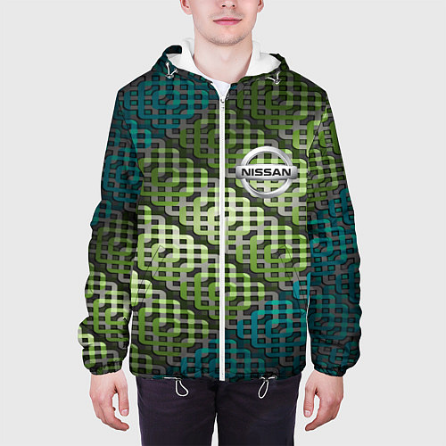 Мужская куртка Nissan авто текстура узор / 3D-Белый – фото 3