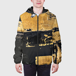 Куртка с капюшоном мужская Абстракция черная и коричневая краска, цвет: 3D-черный — фото 2