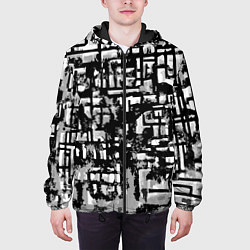 Куртка с капюшоном мужская Бело-чёрная абстракция, цвет: 3D-черный — фото 2