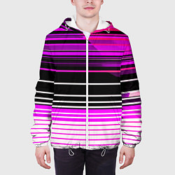 Куртка с капюшоном мужская Разноцветные вертикальные линии, цвет: 3D-белый — фото 2