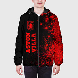 Куртка с капюшоном мужская Aston Villa - red gradient по-вертикали, цвет: 3D-черный — фото 2