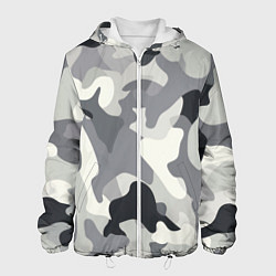 Куртка с капюшоном мужская Бело-серый камуфляж, цвет: 3D-белый