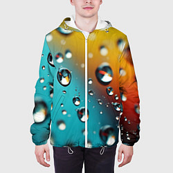 Куртка с капюшоном мужская Крупные капли на цветном фоне, цвет: 3D-белый — фото 2
