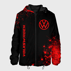 Куртка с капюшоном мужская Volkswagen - red gradient вертикально, цвет: 3D-черный