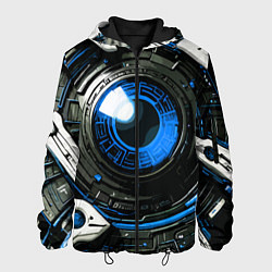 Куртка с капюшоном мужская Синяя сфера киберпанк, цвет: 3D-черный