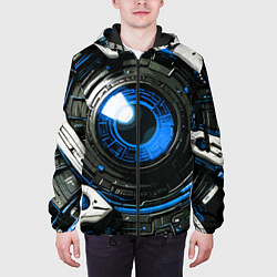 Куртка с капюшоном мужская Синяя сфера киберпанк, цвет: 3D-черный — фото 2