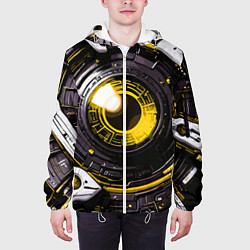 Куртка с капюшоном мужская Жёлтая сфера киберпанк, цвет: 3D-белый — фото 2
