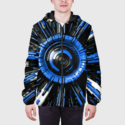 Куртка с капюшоном мужская Чёрно-синяя сфера киберпанк, цвет: 3D-черный — фото 2