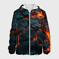 Куртка с капюшоном мужская Скала и лава, цвет: 3D-белый