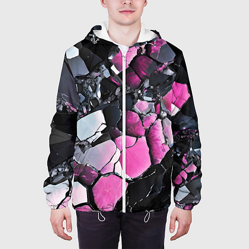 Мужская куртка Чёрно-розовый камень / 3D-Белый – фото 3