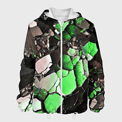 Куртка с капюшоном мужская Чёрно-зелёный камень, цвет: 3D-белый