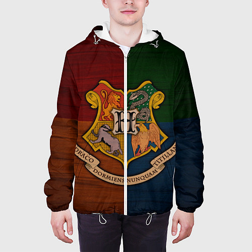 Мужская куртка Hogwarts emblem / 3D-Белый – фото 3