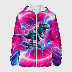 Куртка с капюшоном мужская Cyber tyrannosaurus is a cool skateboarder, цвет: 3D-белый