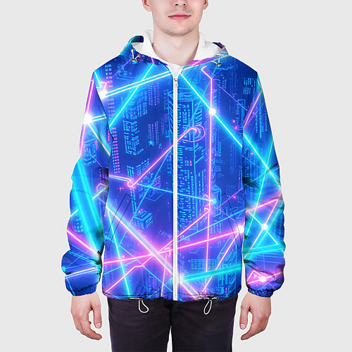 Мужская куртка Неоновые провода / 3D-Белый – фото 3