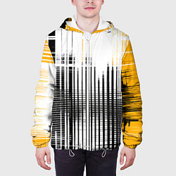 Куртка с капюшоном мужская Жёлто-чёрный гранж на белом фоне, цвет: 3D-белый — фото 2