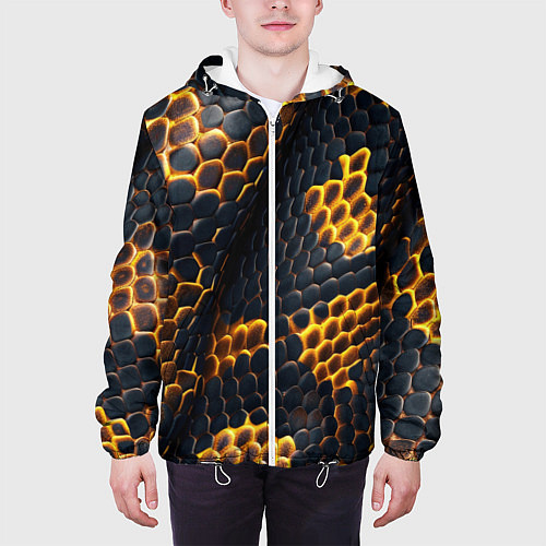 Мужская куртка Текстура змеи / 3D-Белый – фото 3