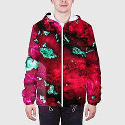 Куртка с капюшоном мужская Абстракция красно-голубая, цвет: 3D-белый — фото 2