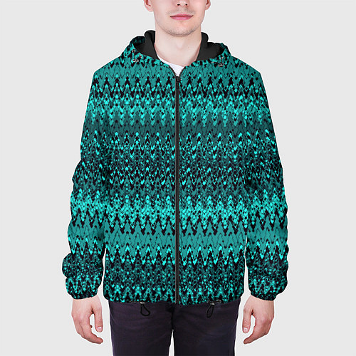 Мужская куртка Бирюзовый узоры / 3D-Черный – фото 3