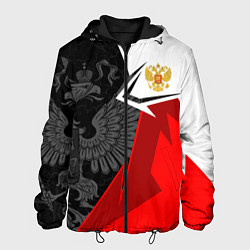Куртка с капюшоном мужская Герб России - красно-белый, цвет: 3D-черный