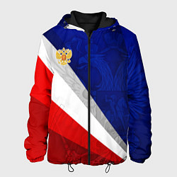 Куртка с капюшоном мужская Герб России - триколор, цвет: 3D-черный