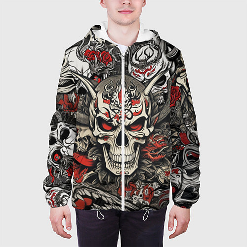 Мужская куртка Череп в маске Хання / 3D-Белый – фото 3