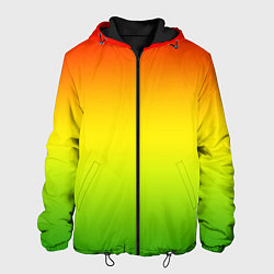 Куртка с капюшоном мужская Градиент сочный красно-жёлто-зелёный, цвет: 3D-черный