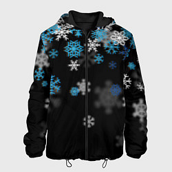 Куртка с капюшоном мужская Снежинки объемные, цвет: 3D-черный