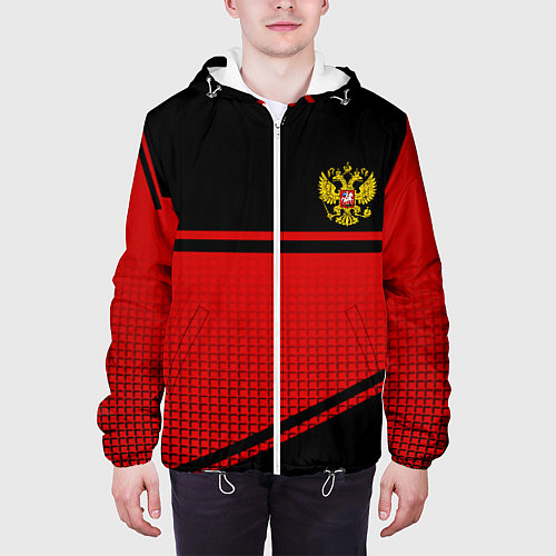 Мужская куртка Россия герб геометрия / 3D-Белый – фото 3
