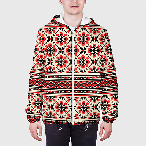 Мужская куртка Славянская обережная вышивка / 3D-Белый – фото 3