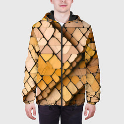 Куртка с капюшоном мужская Жёлтые рельефные плитки, цвет: 3D-черный — фото 2