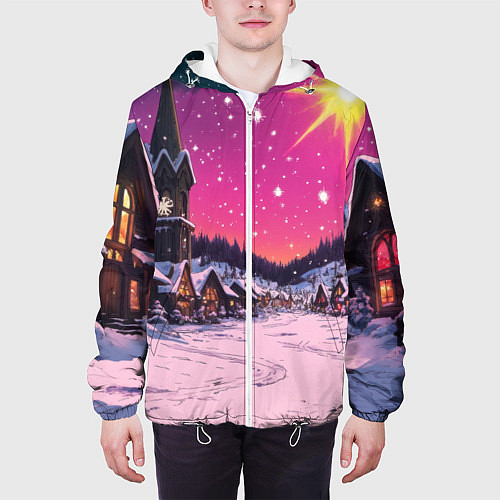 Мужская куртка Закат рождества / 3D-Белый – фото 3