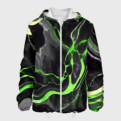 Куртка с капюшоном мужская Зелёно-чёрный мрамор, цвет: 3D-белый