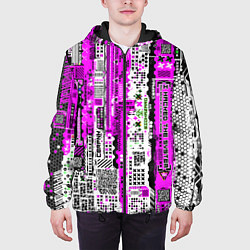 Куртка с капюшоном мужская Киберпанк паттерн фиолетовый, цвет: 3D-черный — фото 2