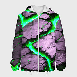 Куртка с капюшоном мужская Треснувший камень зелёный, цвет: 3D-белый