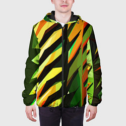 Куртка с капюшоном мужская Чёрно-жёлтая абстракция, цвет: 3D-черный — фото 2