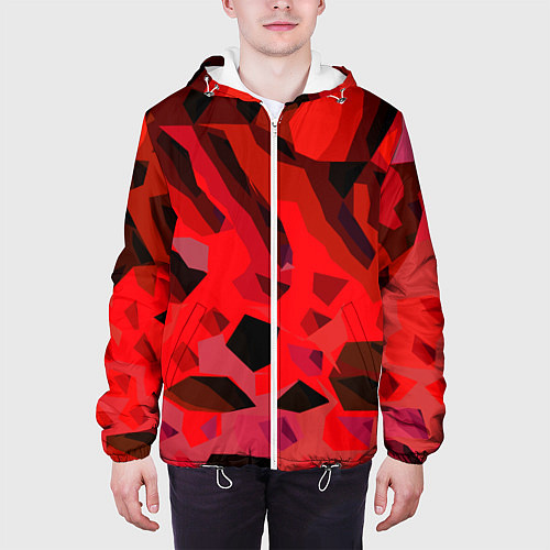 Мужская куртка Чёрно-красная пористая абстракция / 3D-Белый – фото 3