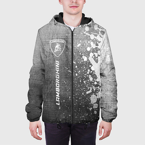 Мужская куртка Lamborghini - grey gradient по-вертикали / 3D-Черный – фото 3