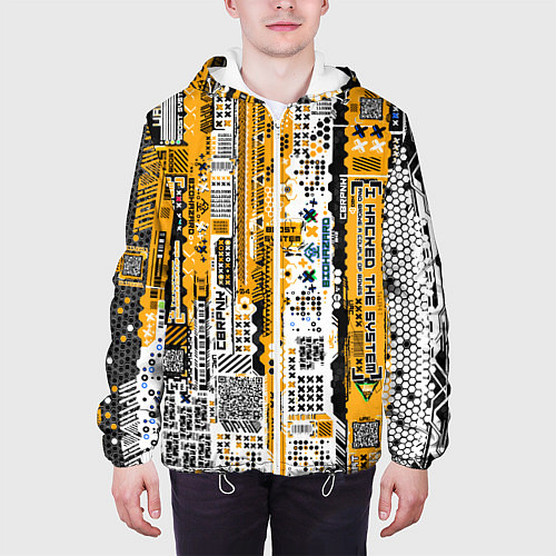 Мужская куртка Cyberpunk pattern yellow / 3D-Белый – фото 3