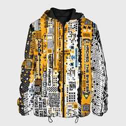 Куртка с капюшоном мужская Cyberpunk pattern yellow, цвет: 3D-черный