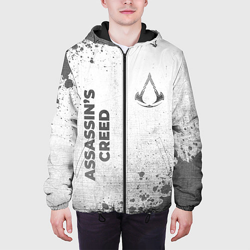 Мужская куртка Assassins Creed - white gradient вертикально / 3D-Черный – фото 3