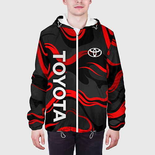 Мужская куртка Toyota - красные языки пламени / 3D-Белый – фото 3