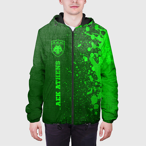 Мужская куртка AEK Athens - green gradient по-вертикали / 3D-Черный – фото 3